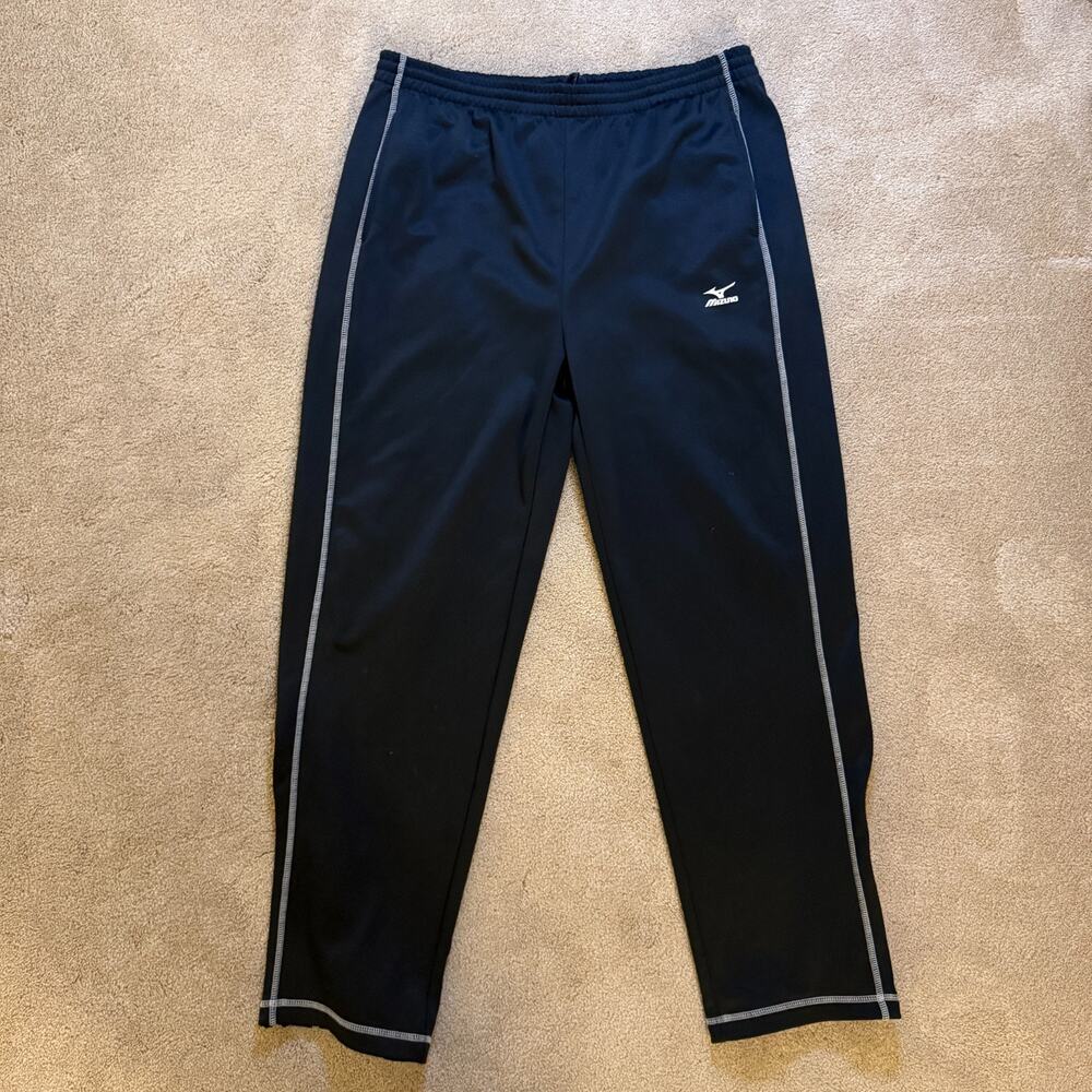 Mizuno Men’s Large Athletic Track Pants Black Drawstring Training Warm Up